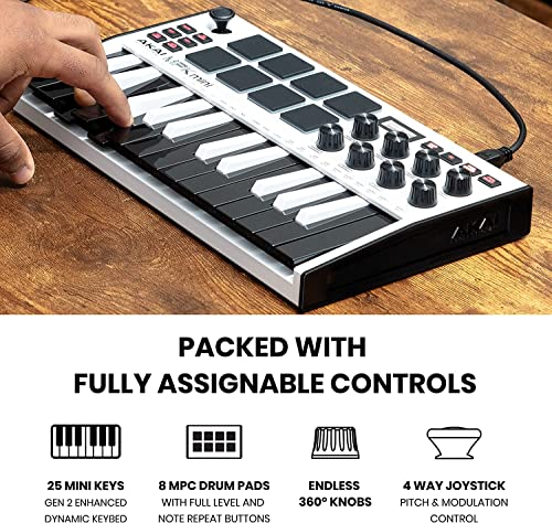 White MIDI Keyboard Controller with Sustain Pedal O75653