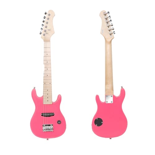 30 Inch Solid Wood Body Black Electric Guitar Starter Kit with 5W Amplifier K47786