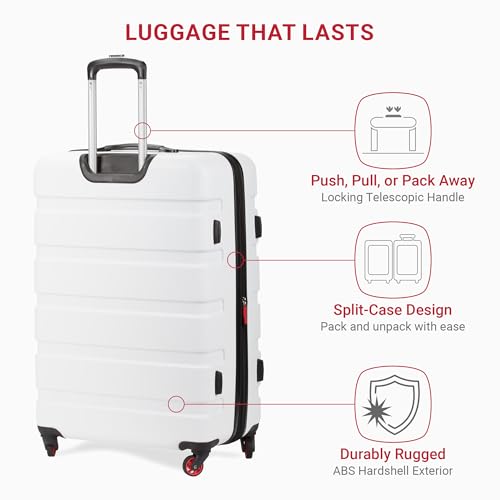 Hardside Expandable Luggage with Spinner Wheels, White, Carry-On 19-Inch F894769