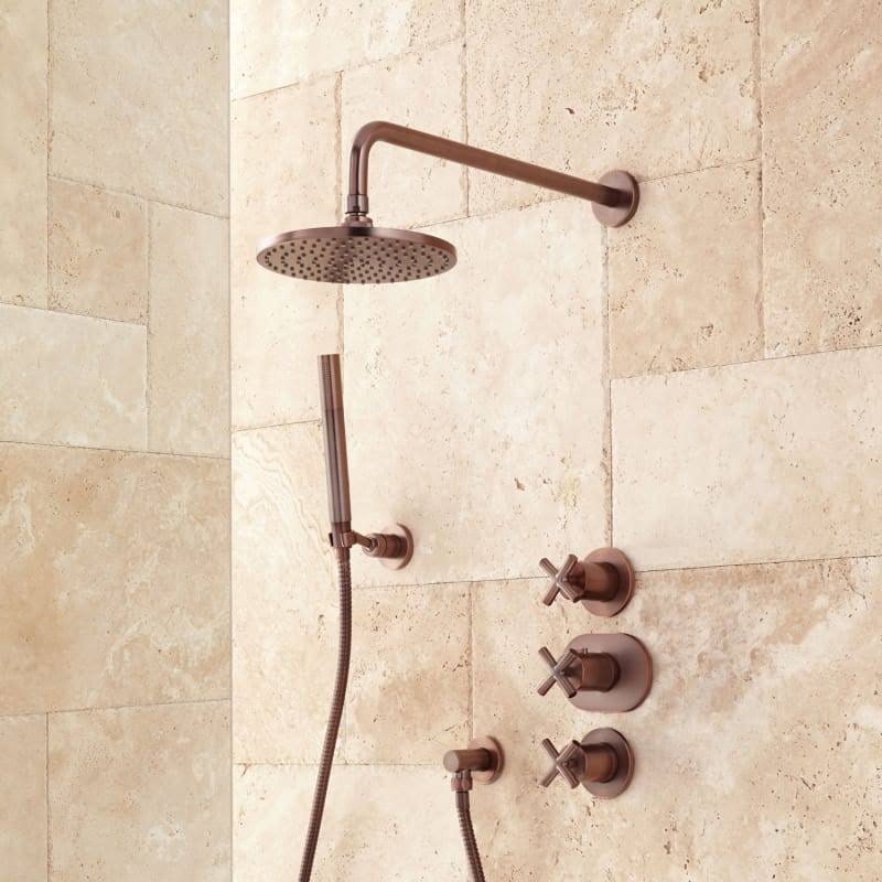 Thermostatic Shower System with Rainfall Shower Head and Hand Shower W49805