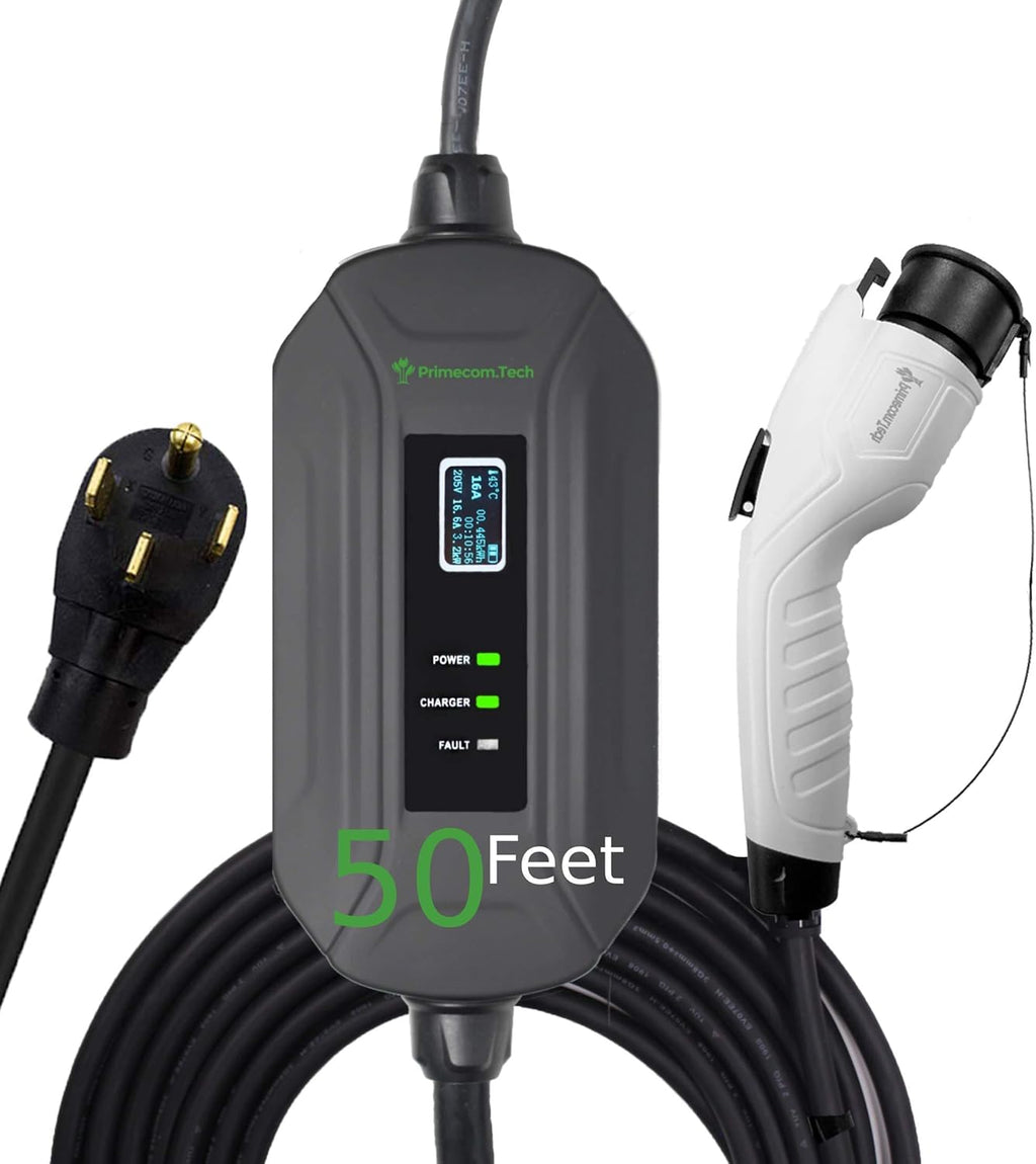 Portable Level 2 Electric Vehicle Charger, 16Amp, 50 Feet V26481