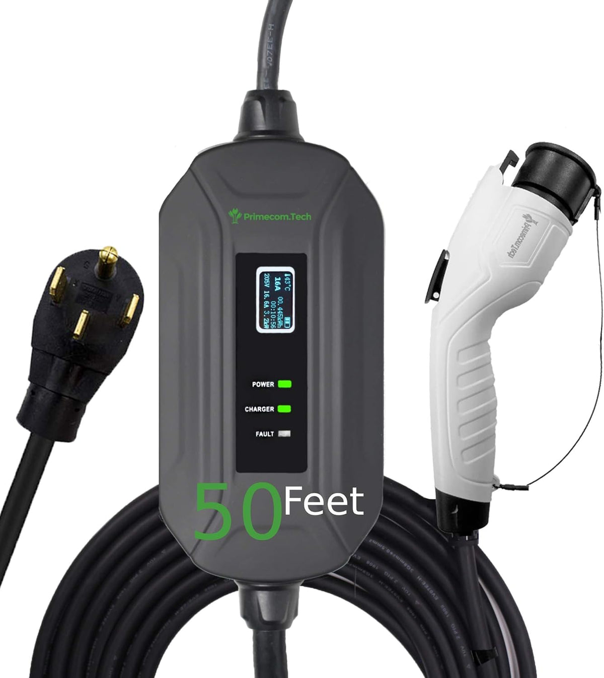 Portable Level 2 Electric Vehicle Charger, 16Amp, 50 Feet V26481