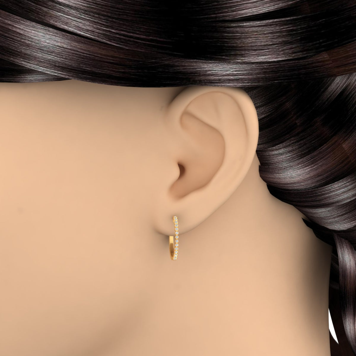 10K Yellow Gold Diamond Hoop Earrings M47092