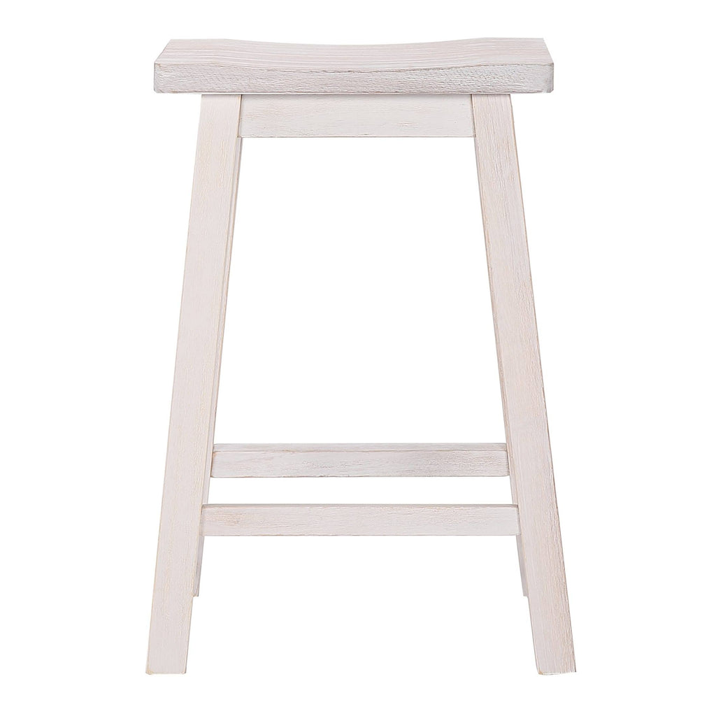 White Solid Wood Saddle Bar Stool, Set of 2 H377433