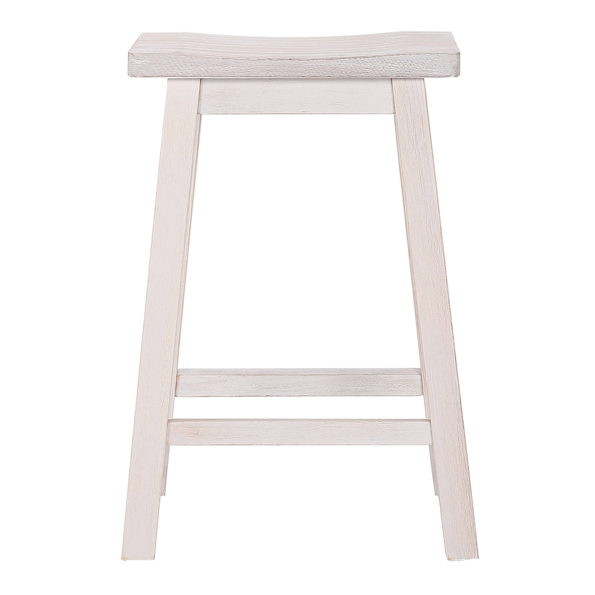 White Solid Wood Saddle Bar Stool, Set of 2 H377433