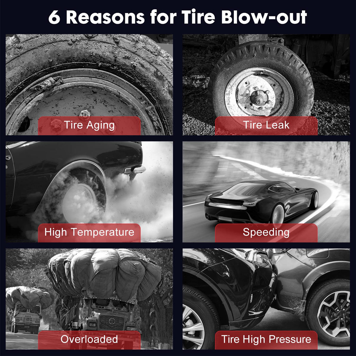 TPMS Sensor 315MHz+433MHz 2 in 1 Dual Frequency Tire Pressure Sensor Sets of 2 (Metal Valves) P191