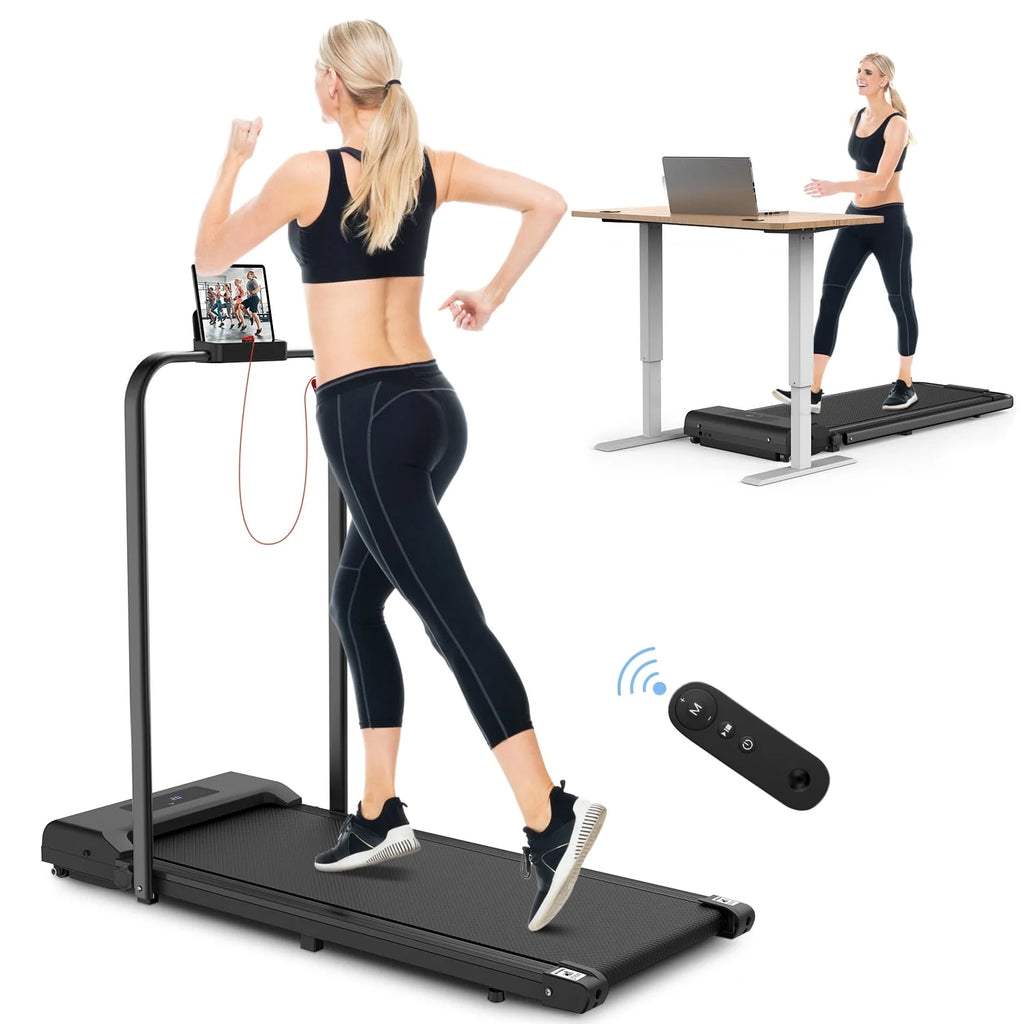 2 in 1 Folding Treadmill 265 lbs Gray Y4115
