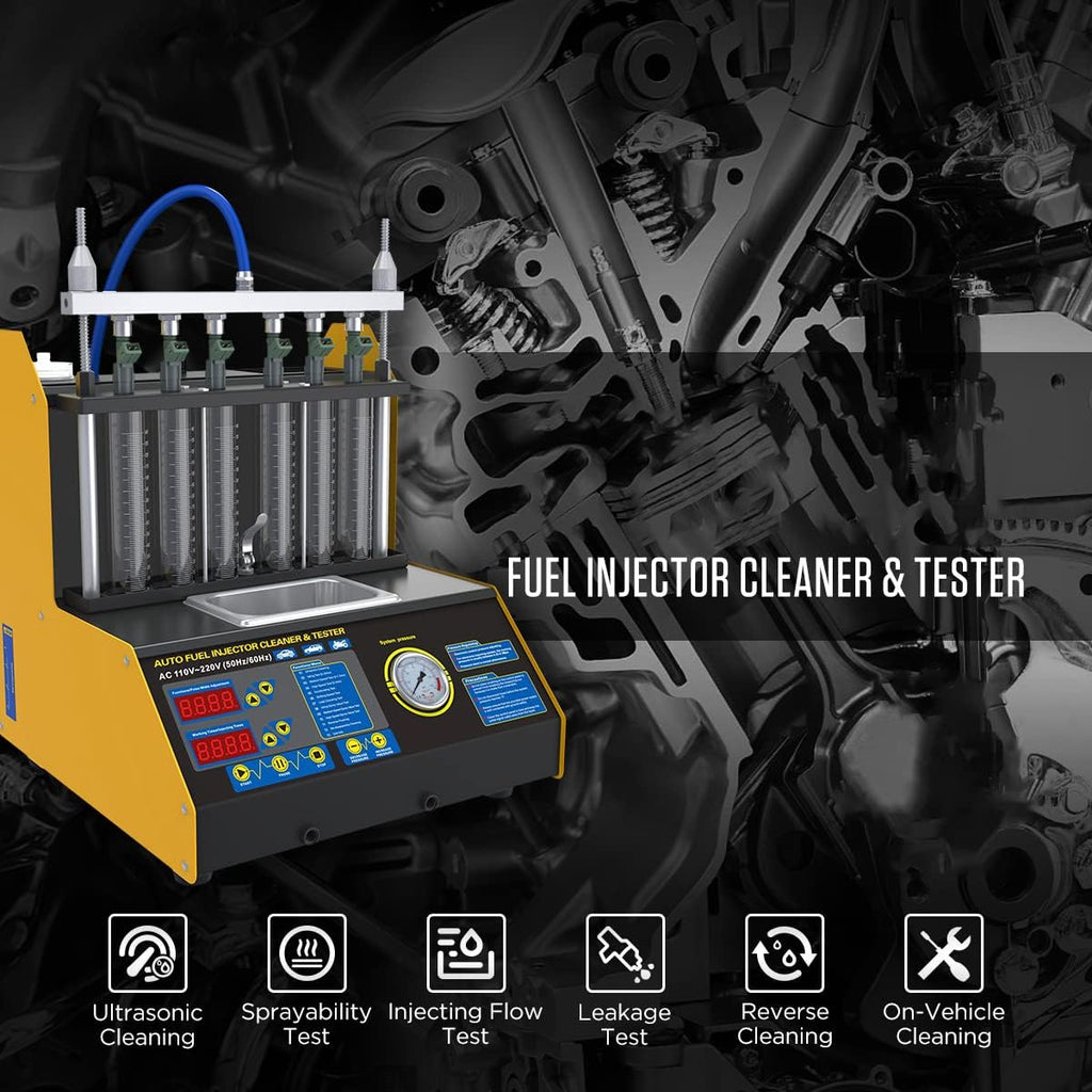 6 Cylinder Ultrasonic Fuel Injector Cleaner and Tester 110V/220V K5706