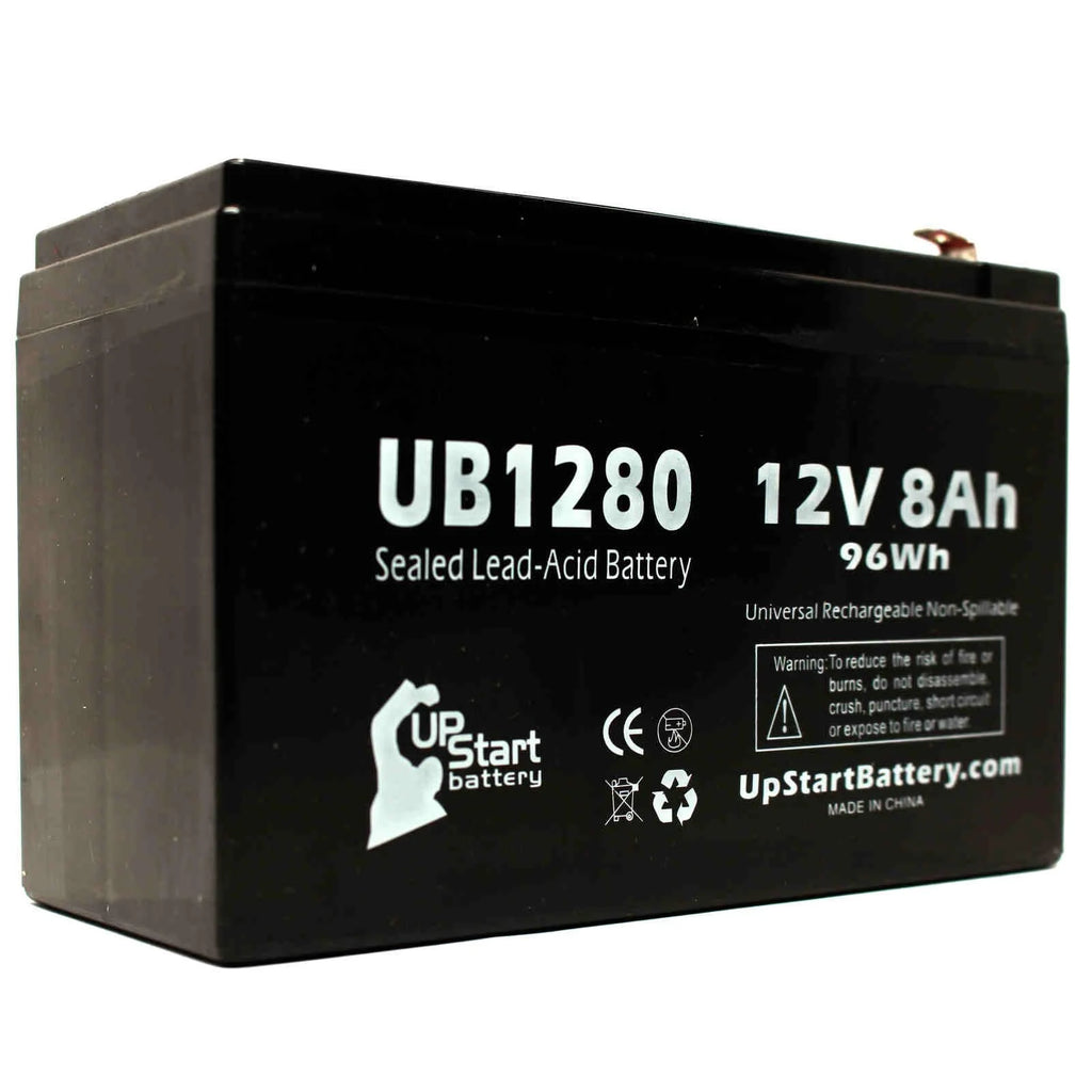 4x Pack Sealed Lead Acid Battery (12V, 8Ah, 8000mAh, F1 Terminal, AGM) with 8 F1 to F2 Terminal Adapters J21692