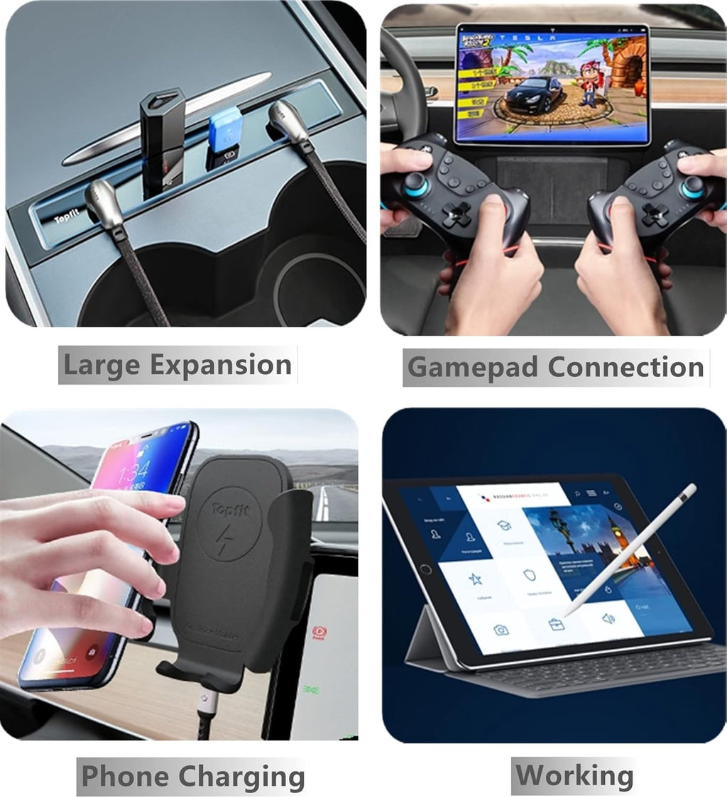 4 in 1 USB Hub Center Console Adapter, Black Pack of 2 C999
