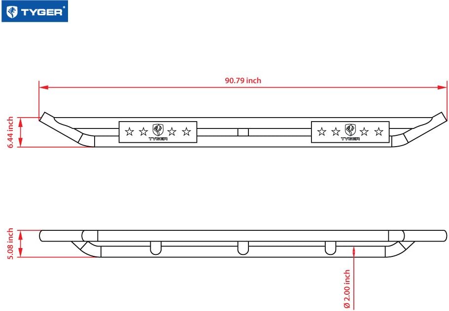 Textured Black Side Step Nerf Bars Running Boards K71380