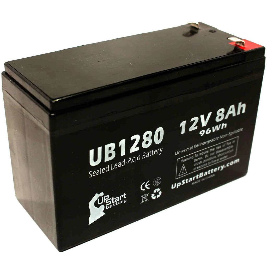 4x Pack Sealed Lead Acid Battery (12V, 8Ah, 8000mAh, F1 Terminal, AGM) with 8 F1 to F2 Terminal Adapters J21692