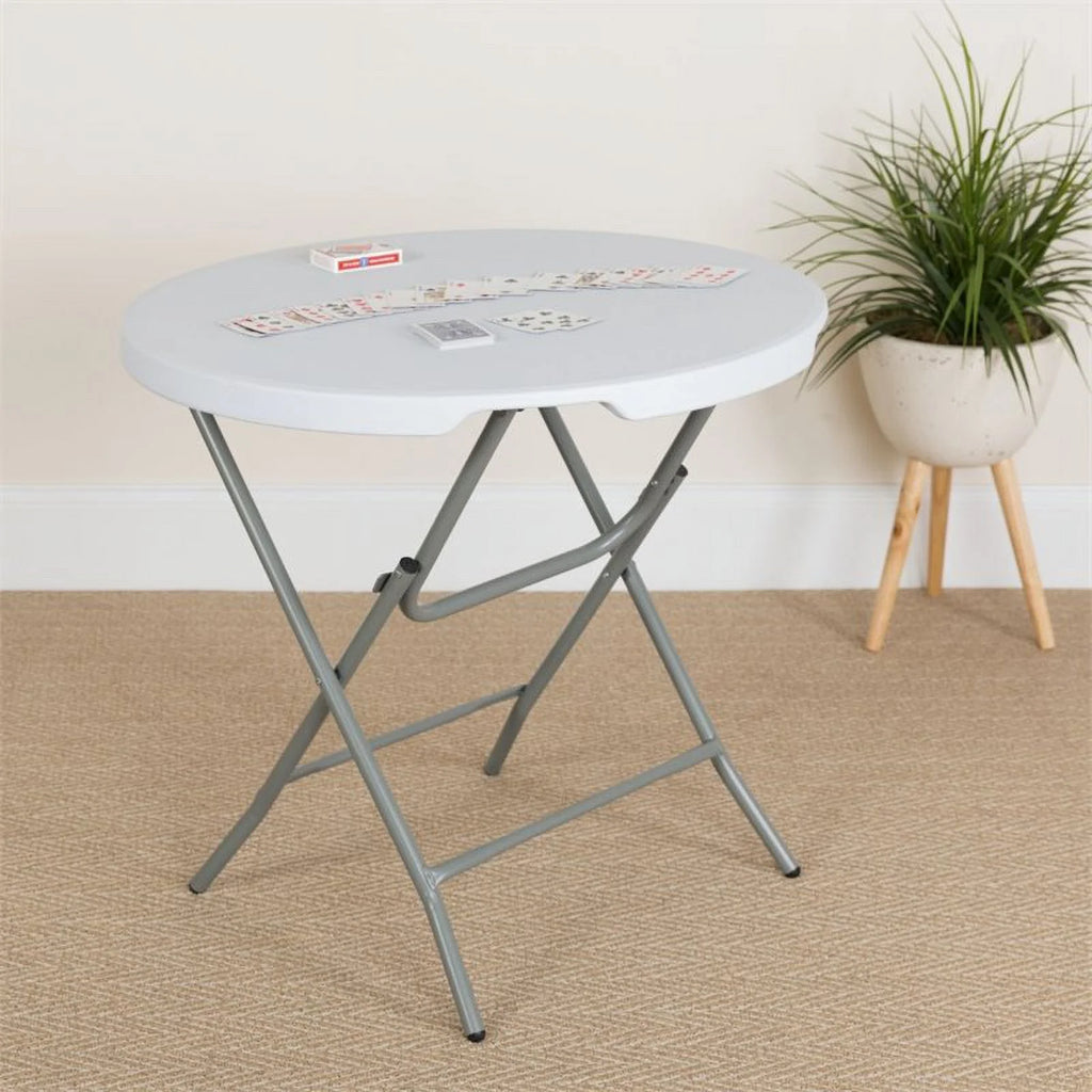 Round Granite White Plastic Folding Table M31072