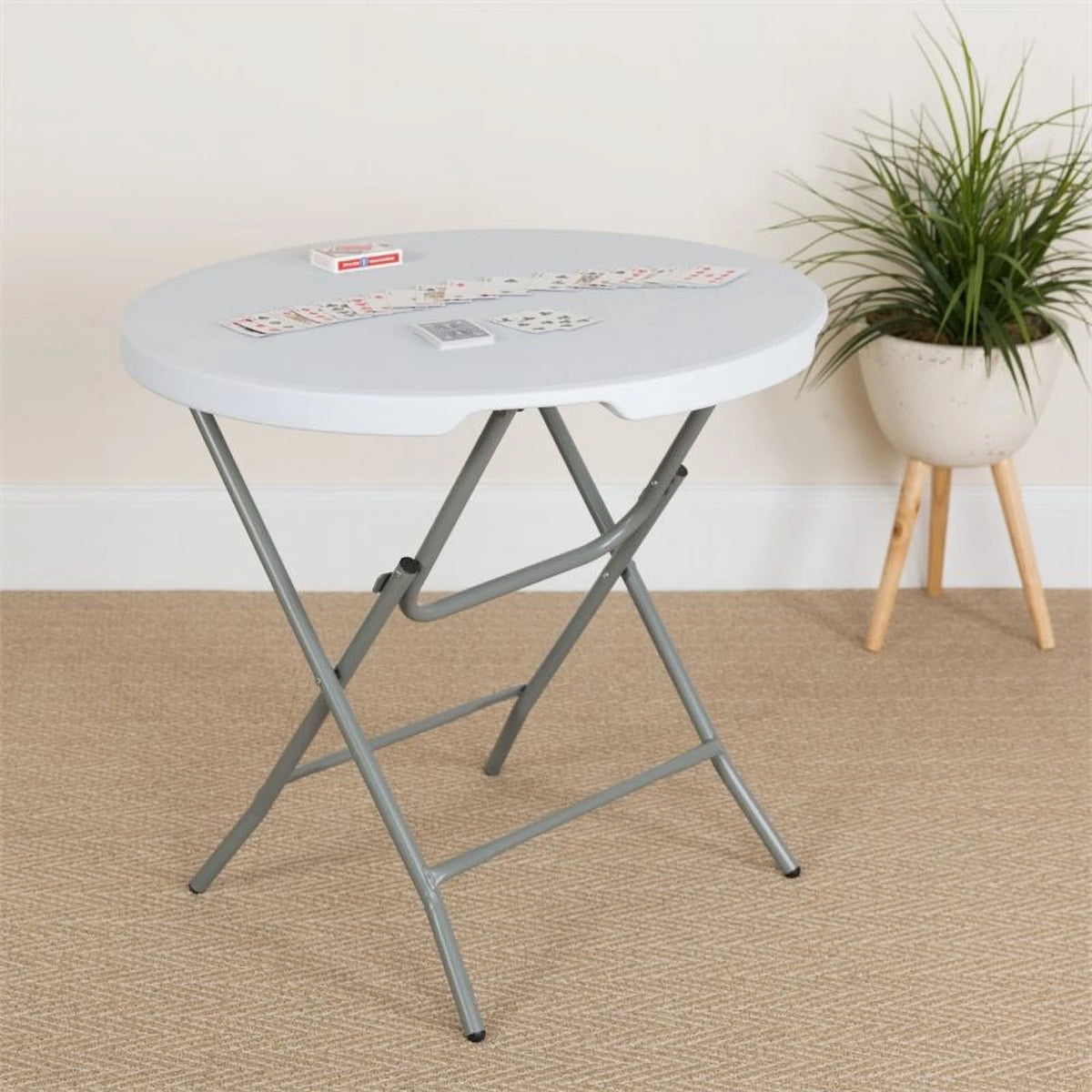 Round Granite White Plastic Folding Table M31072