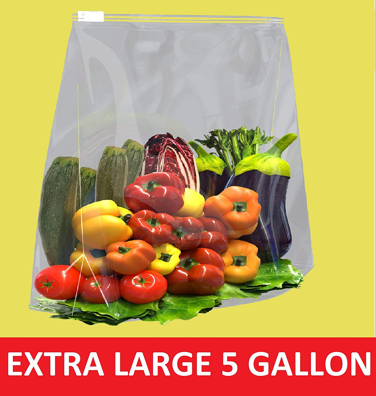 10 COUNT 5 Gallon 3 Mil Plastic Bag with Slider Top O50356