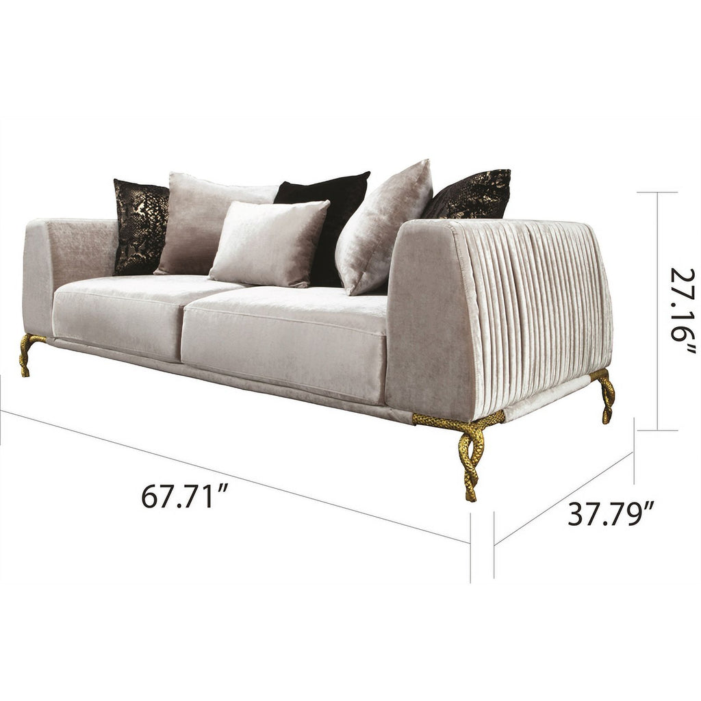 Ivory and Black Upholstered 3 PC Sofa Set S431