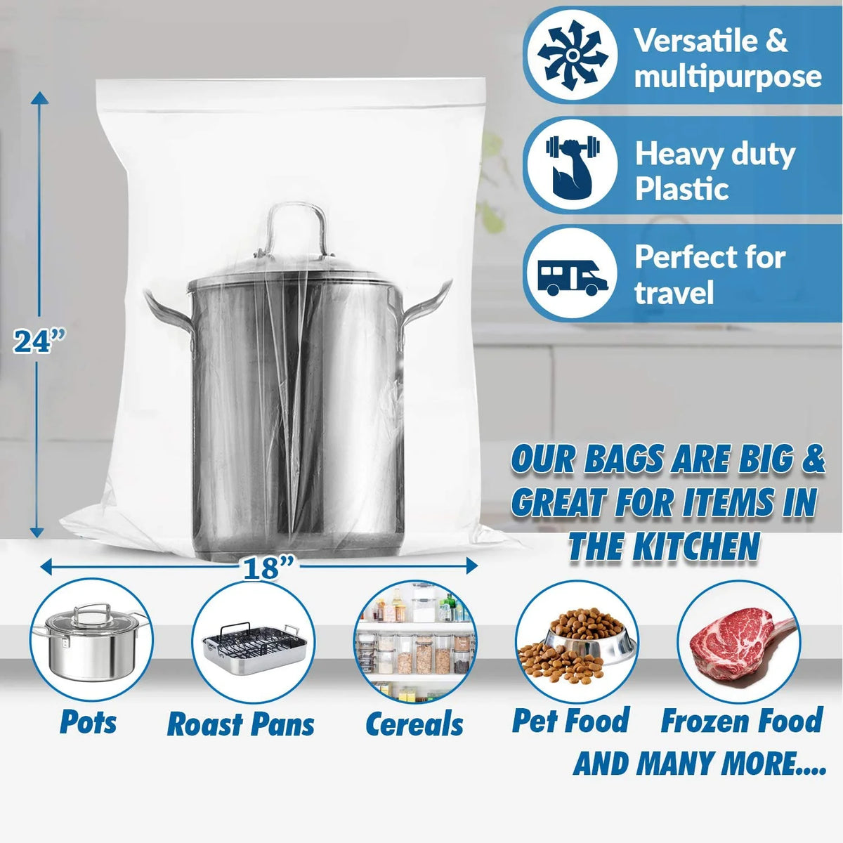10 COUNT 5 Gallon 3 Mil Plastic Bag with Slider Top O50356