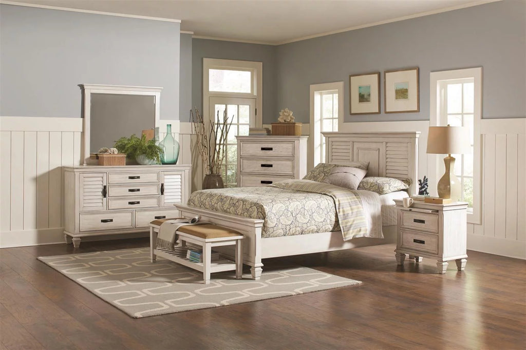 California King Panel Bed Antique White J28368