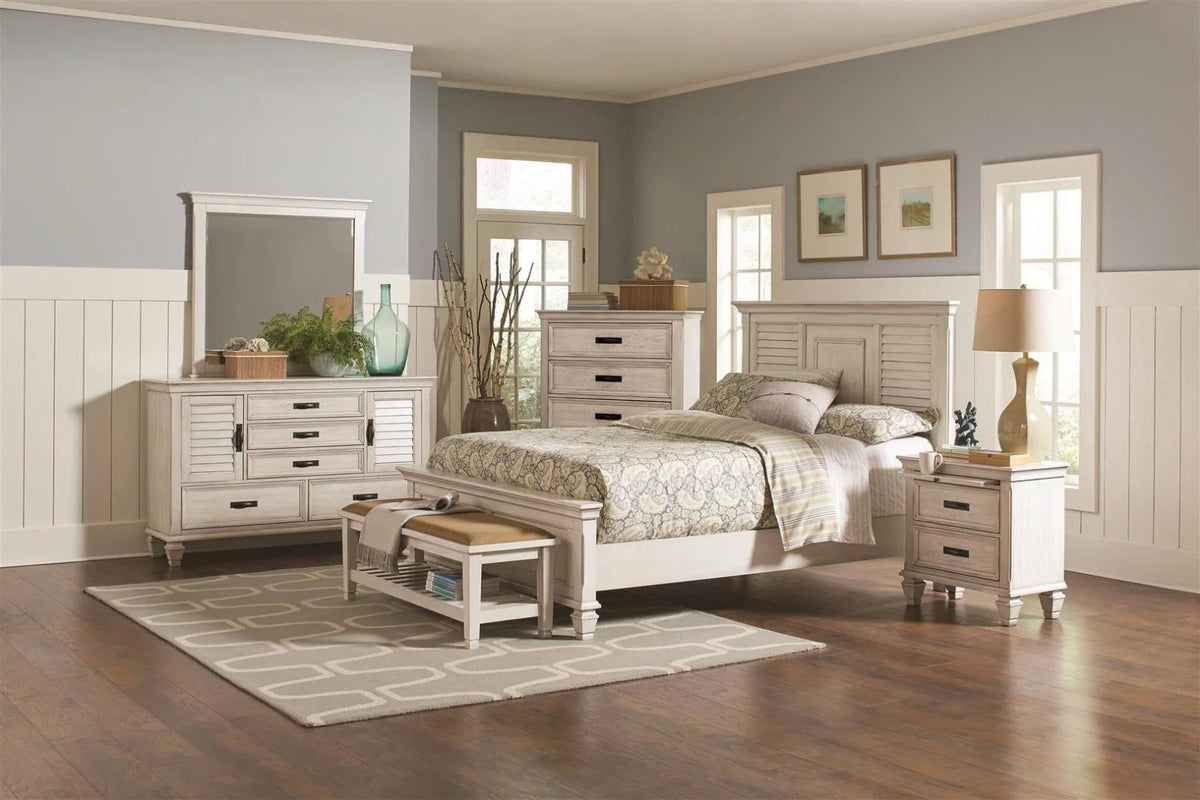 California King Panel Bed Antique White J28368