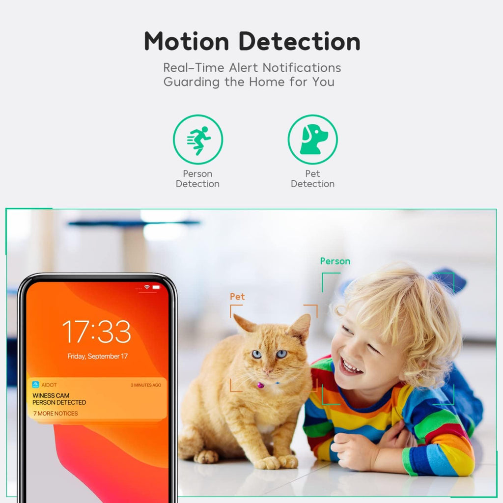 Indoor Security Camera Baby Monitor Wi-Fi Smart Home Camera 1080P HD Motion Detection 2-Way Audio Night Vision Pack of 2 I18188