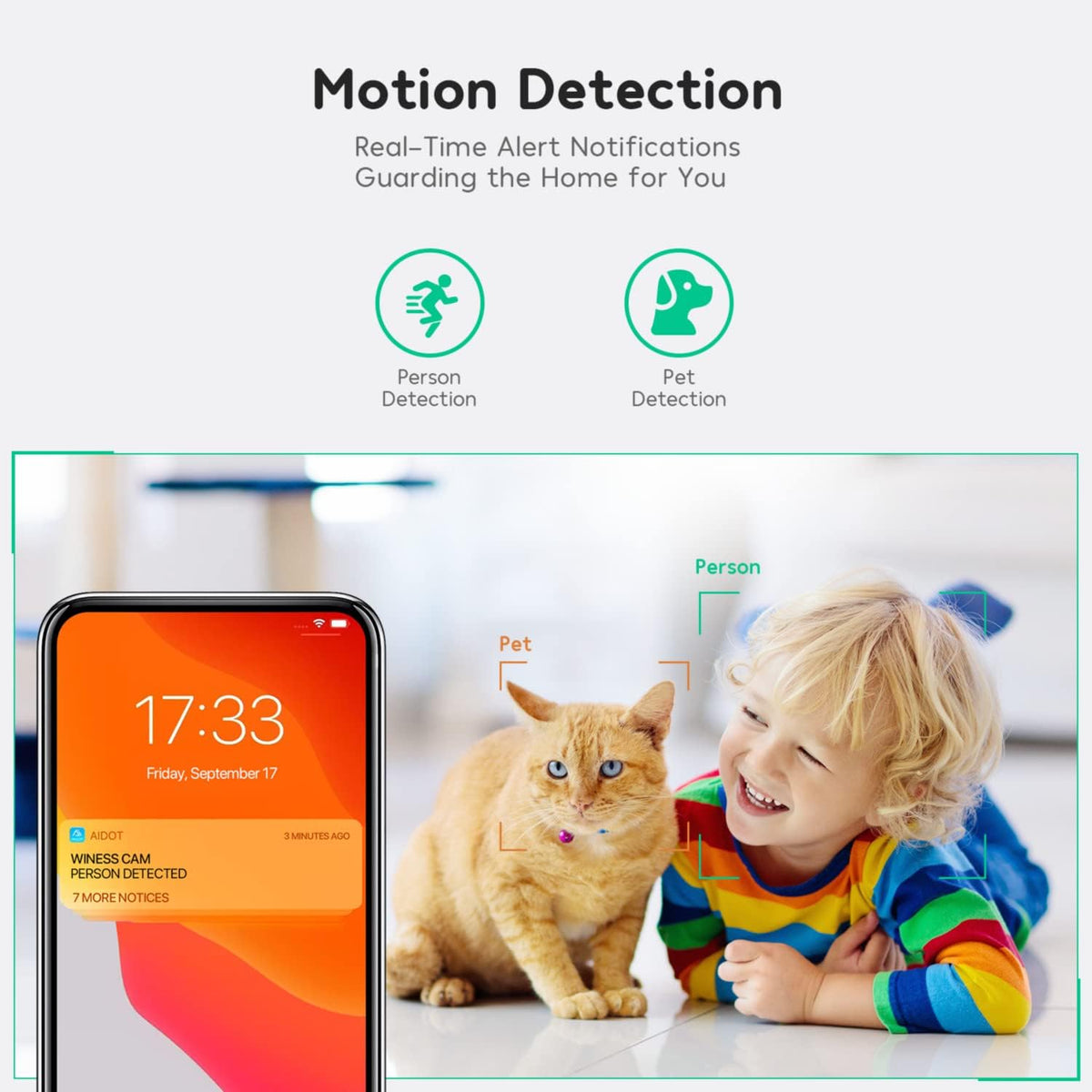Indoor Security Camera Baby Monitor Wi-Fi Smart Home Camera 1080P HD Motion Detection 2-Way Audio Night Vision Pack of 2 I18188