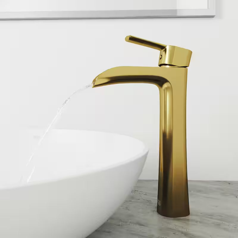 Single Handle Bathroom Vessel Faucet Matte Brushed Gold R4442