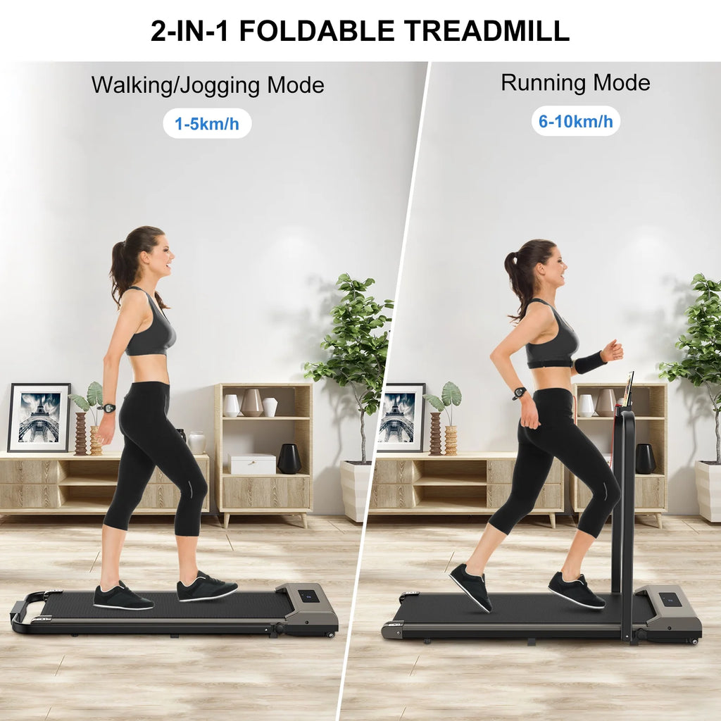 2 in 1 Folding Treadmill 265 lbs Gray Y4115