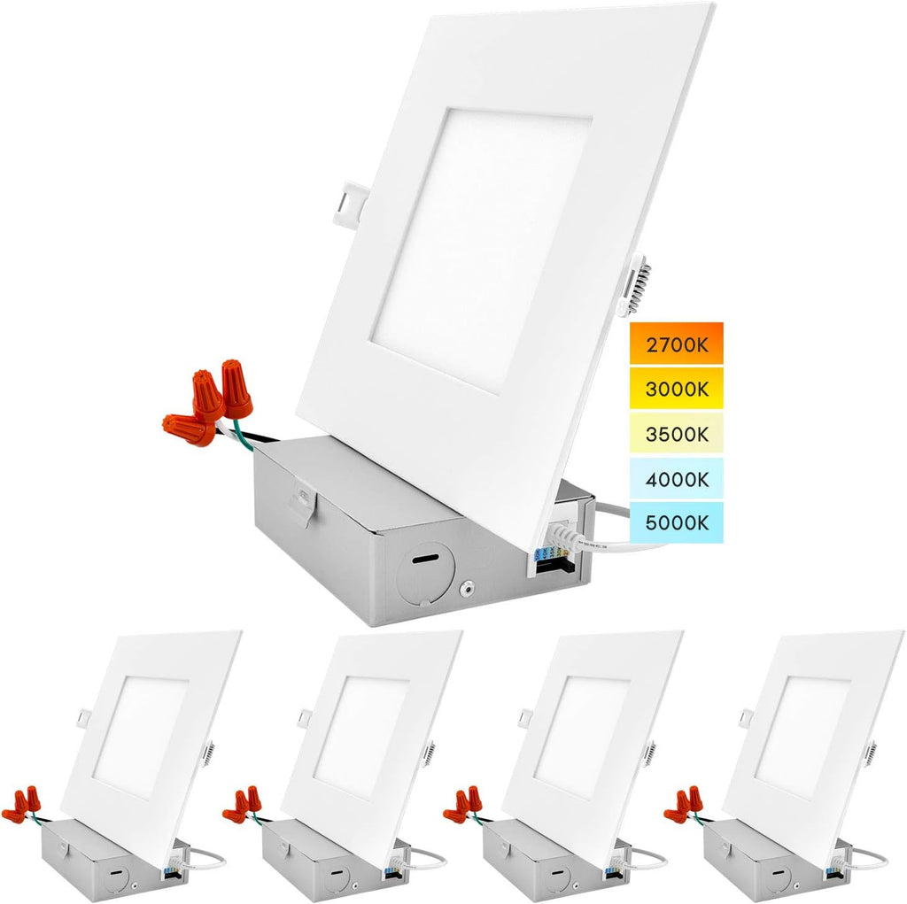 6 Inch Square LED Recessed Lighting, 12W, 1000 Lumens, 4 Pack S632