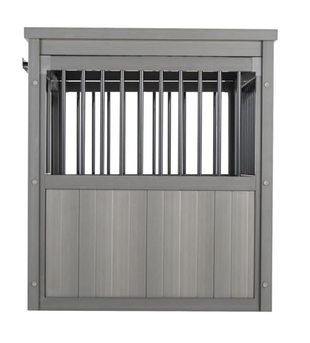 Grey Large Dog Crate with Sliding Barn Door D7344