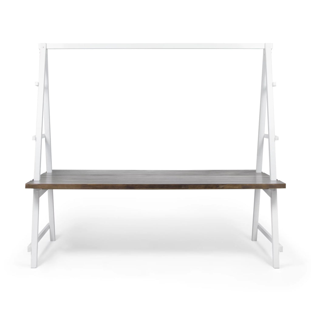 Acacia Wood Dining Table with Iron Plant Hanger L29499