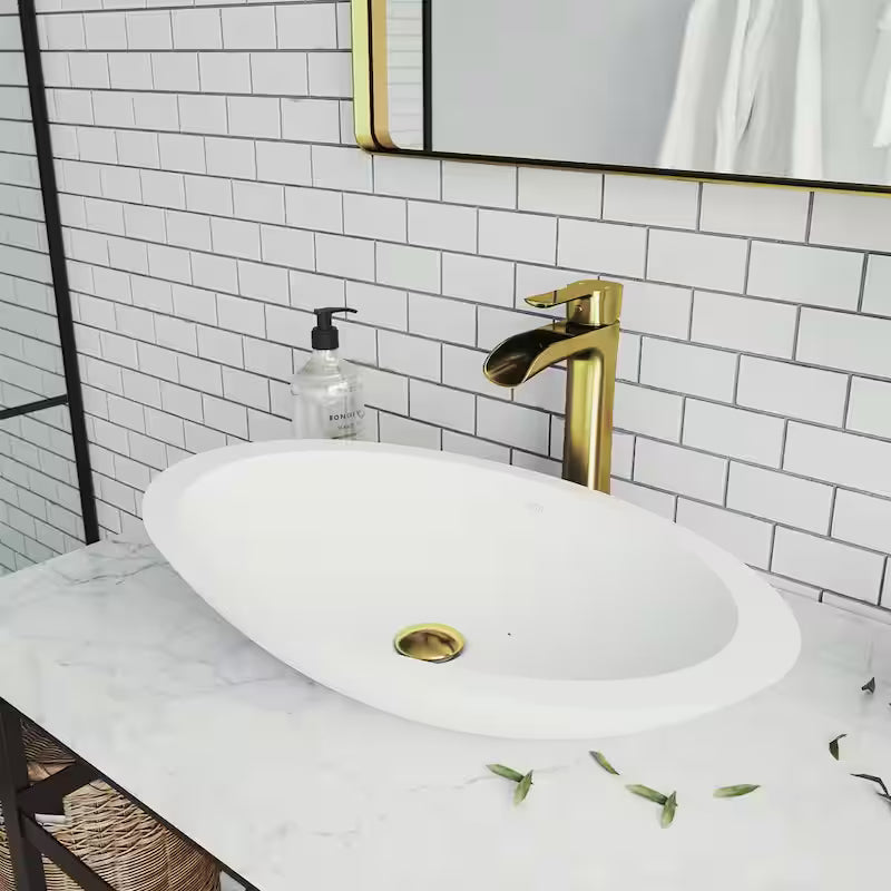 Single Handle Bathroom Vessel Faucet Matte Brushed Gold R4442