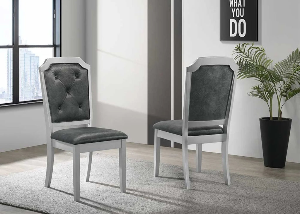 Grey Silver Dining Table Set for 6 C45680