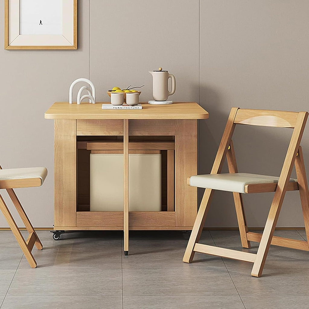 Solid Wood Folding Dining Table with 4 Chairs R45861