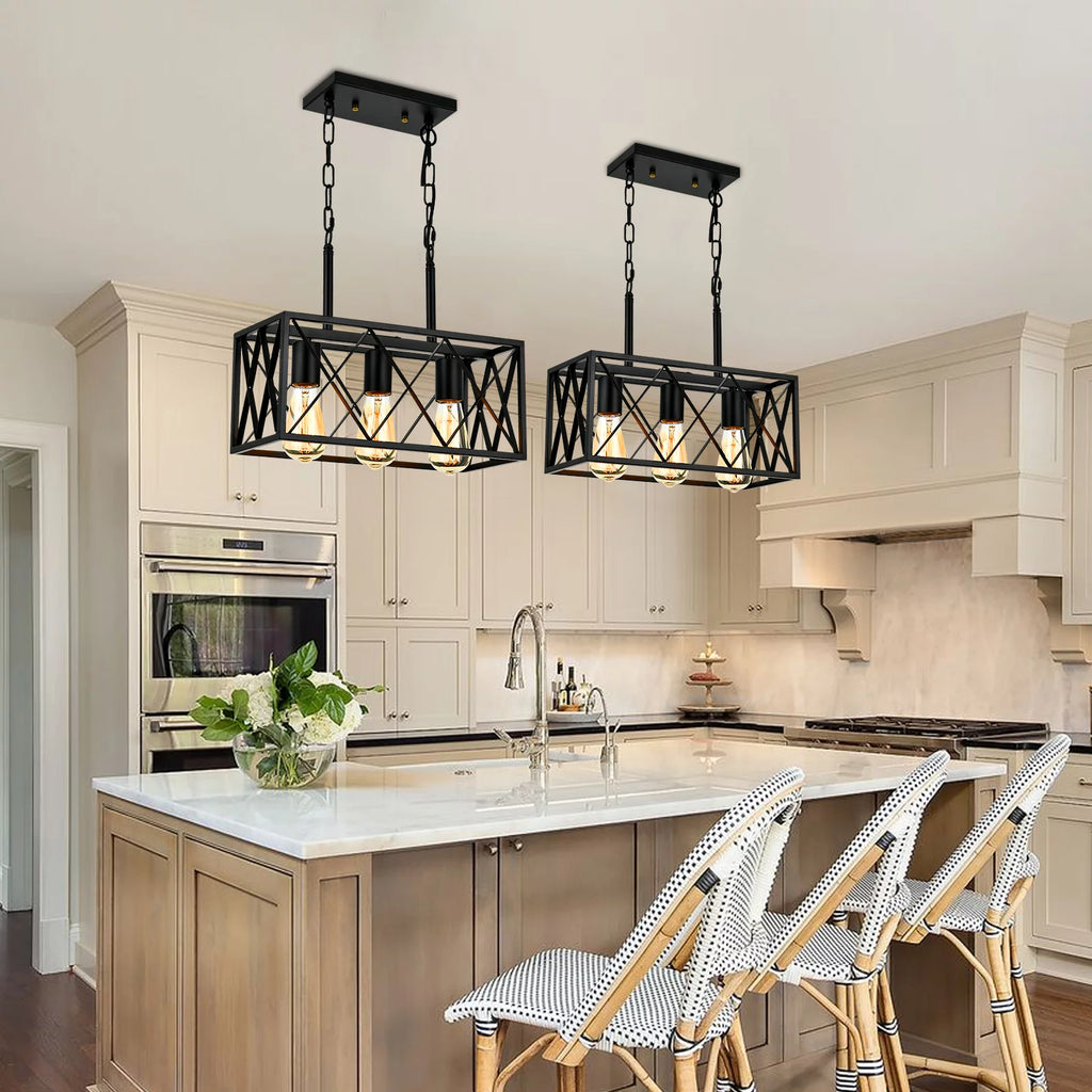 3 Light Farmhouse Linear Chandelier V98419