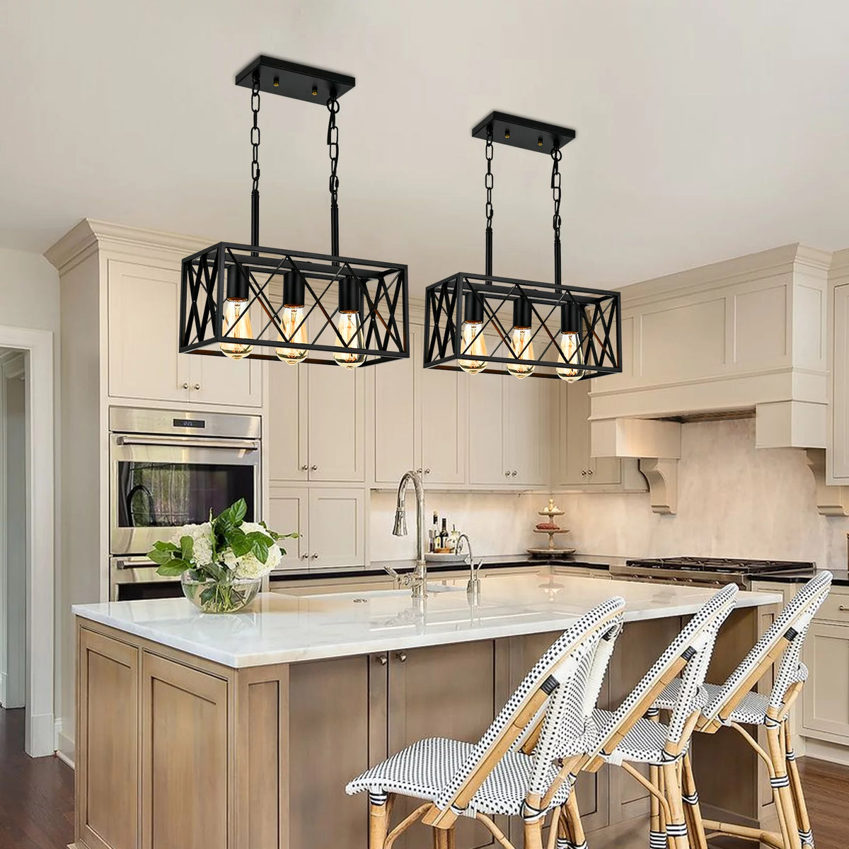 3 Light Farmhouse Linear Chandelier V98419