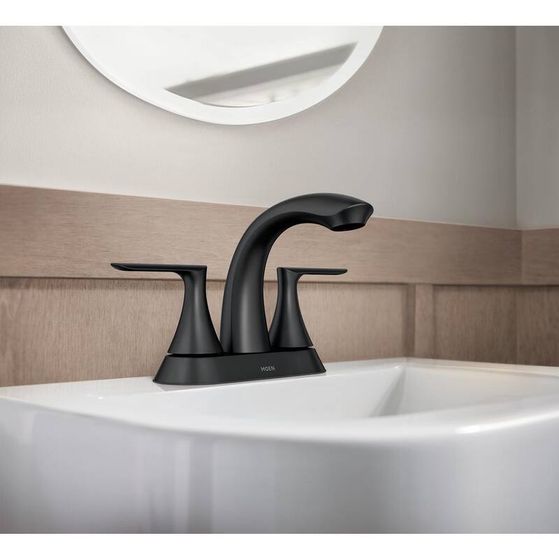 4 in. Centerset Double-Handle Bathroom Faucet Matte Black Q734967