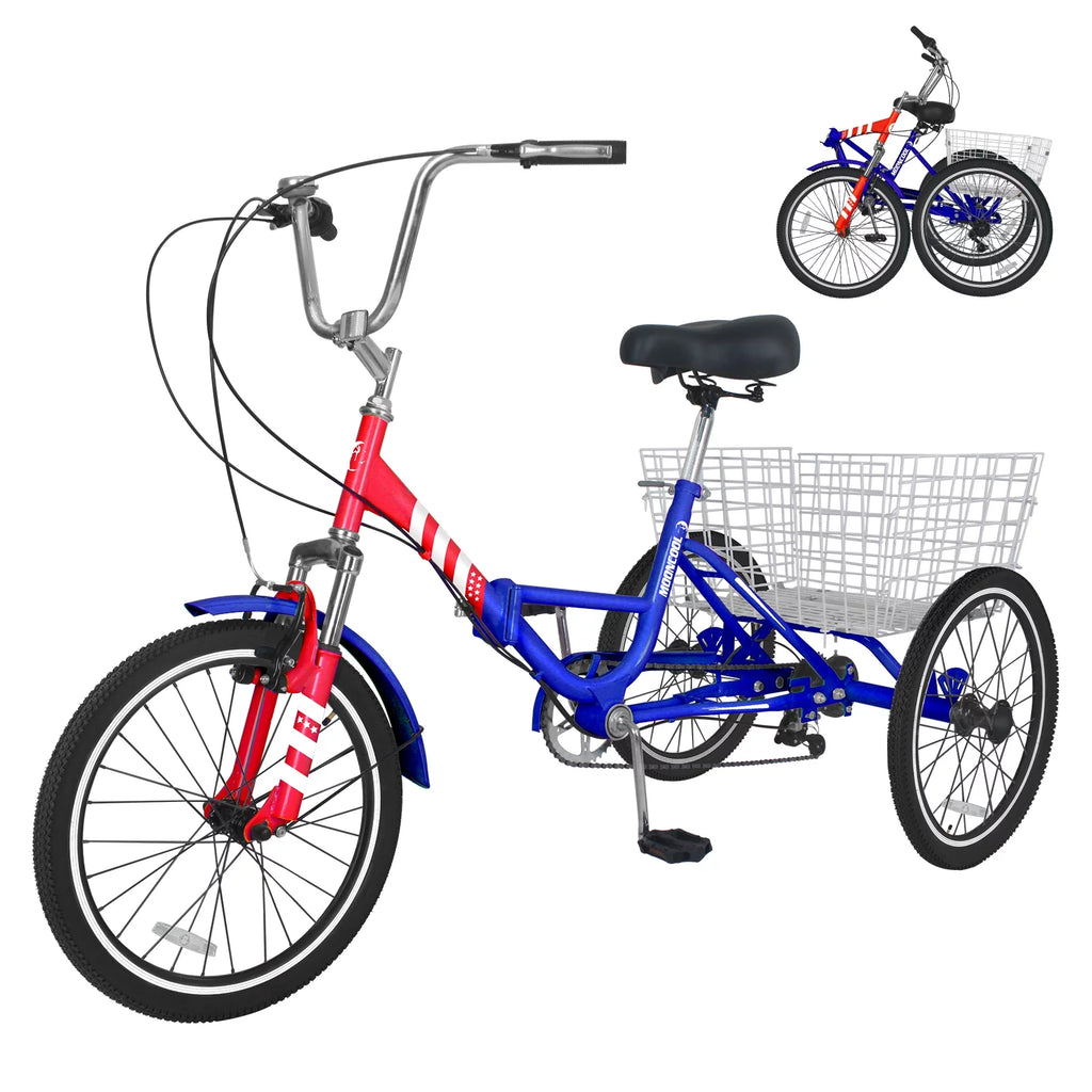 24 Inch 7-Speed 3 Wheels Folding Tricycle U4788