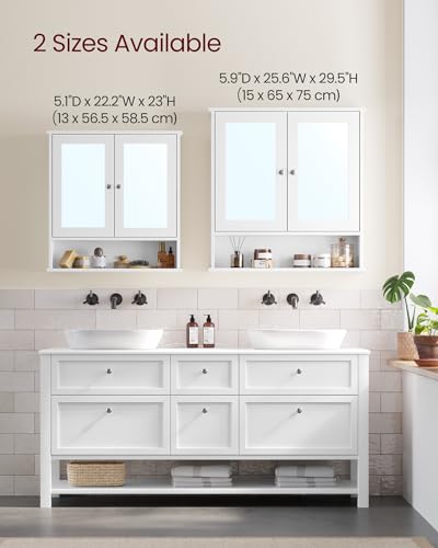 Dove Gray Wall-Mounted Bathroom Cabinet with 2 Mirrored Doors Z890955