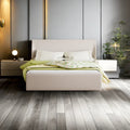 Linen Upholstery Full Size Platform Bed with Hydraulic Storage C92070