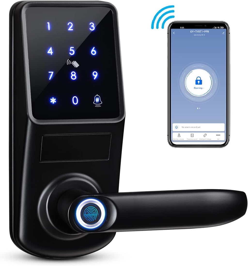 Black Smart Fingerprint Door Lock with Keyless Entry Deadbolt C520