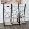 4-Tier Oak Ladder Bookshelf Metal Frame Brown I584840