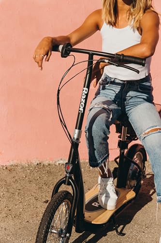 Electric Scooter with Padded Seat, Bamboo Deck, 16" Air-Filled Tires, 500w Motor, Rear-Wheel Drive O8573