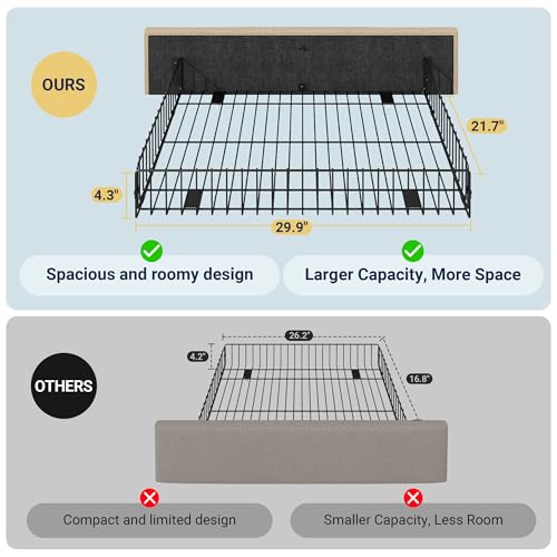 Light Grey Queen Size Platform Bed Frame with 4 Storage Drawers L24268