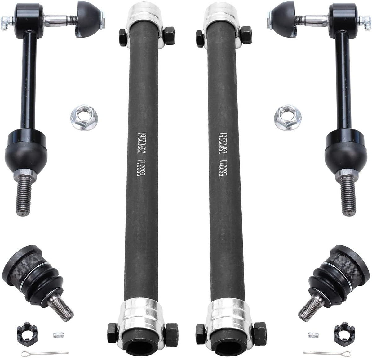 14PC Front Steering Idler Arm Pitman Arm Tie Rods Sway Bars Ball Joints G603