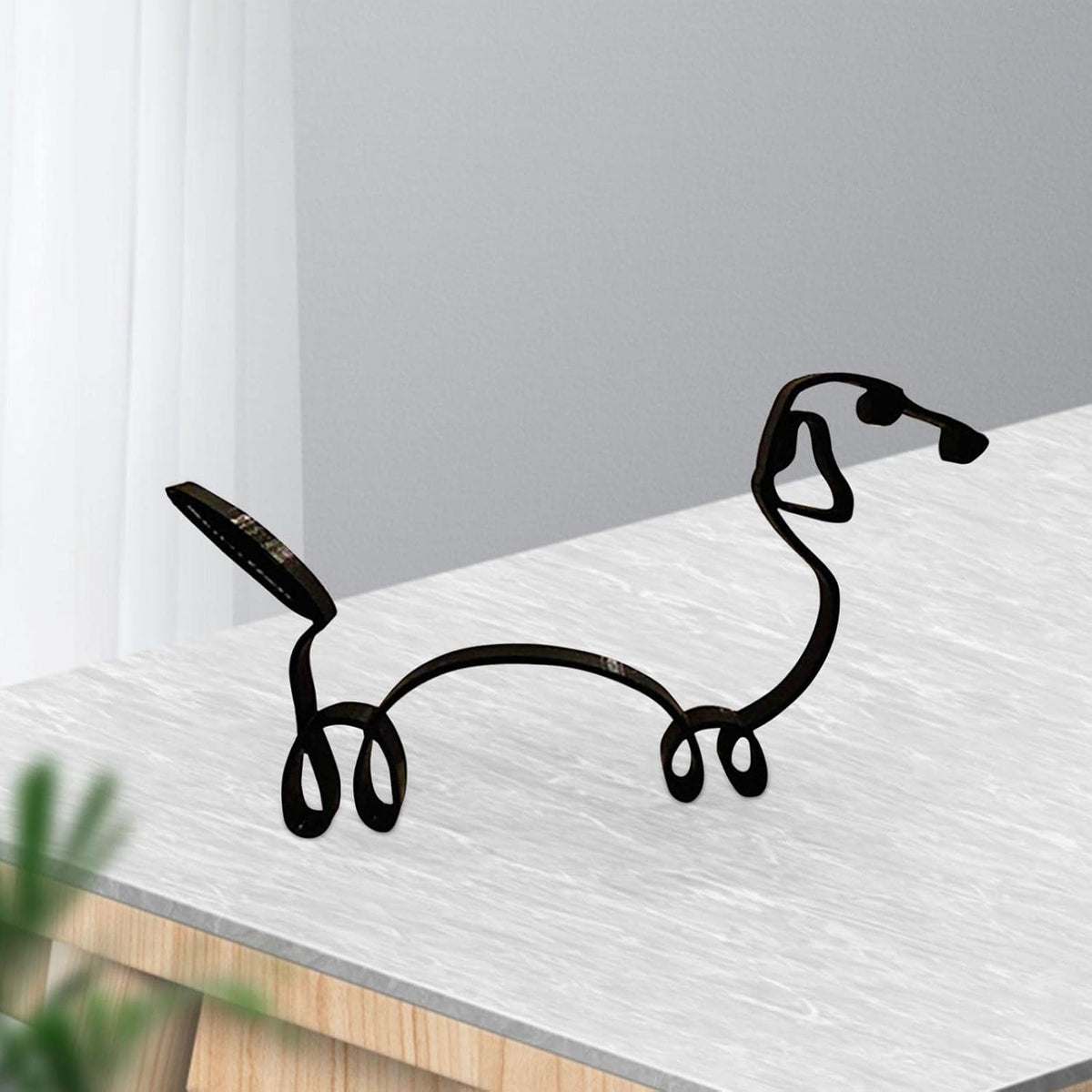 Metal Abstract Dog Line Drawing Sculpture S6223