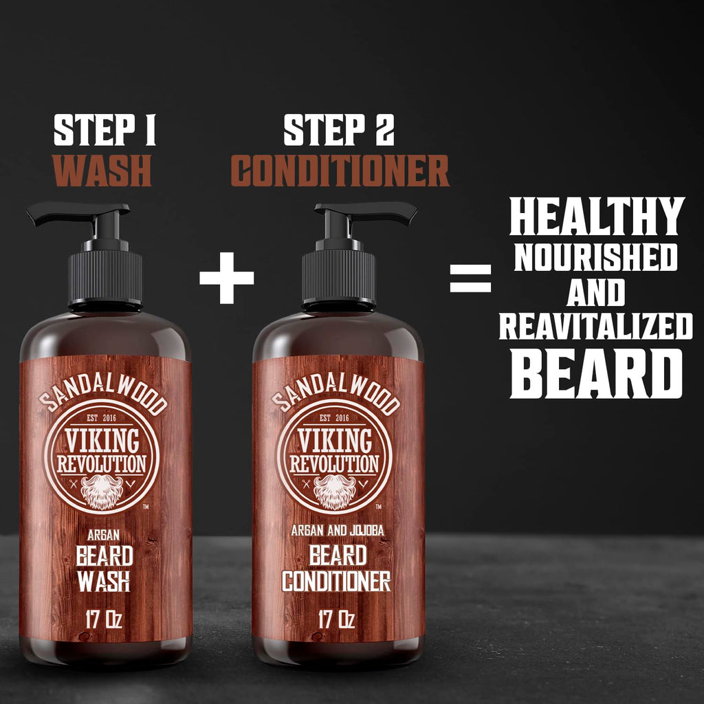 Beard Conditioner with Argan & Jojoba Oils, Sandalwood Scent, 17oz I262254