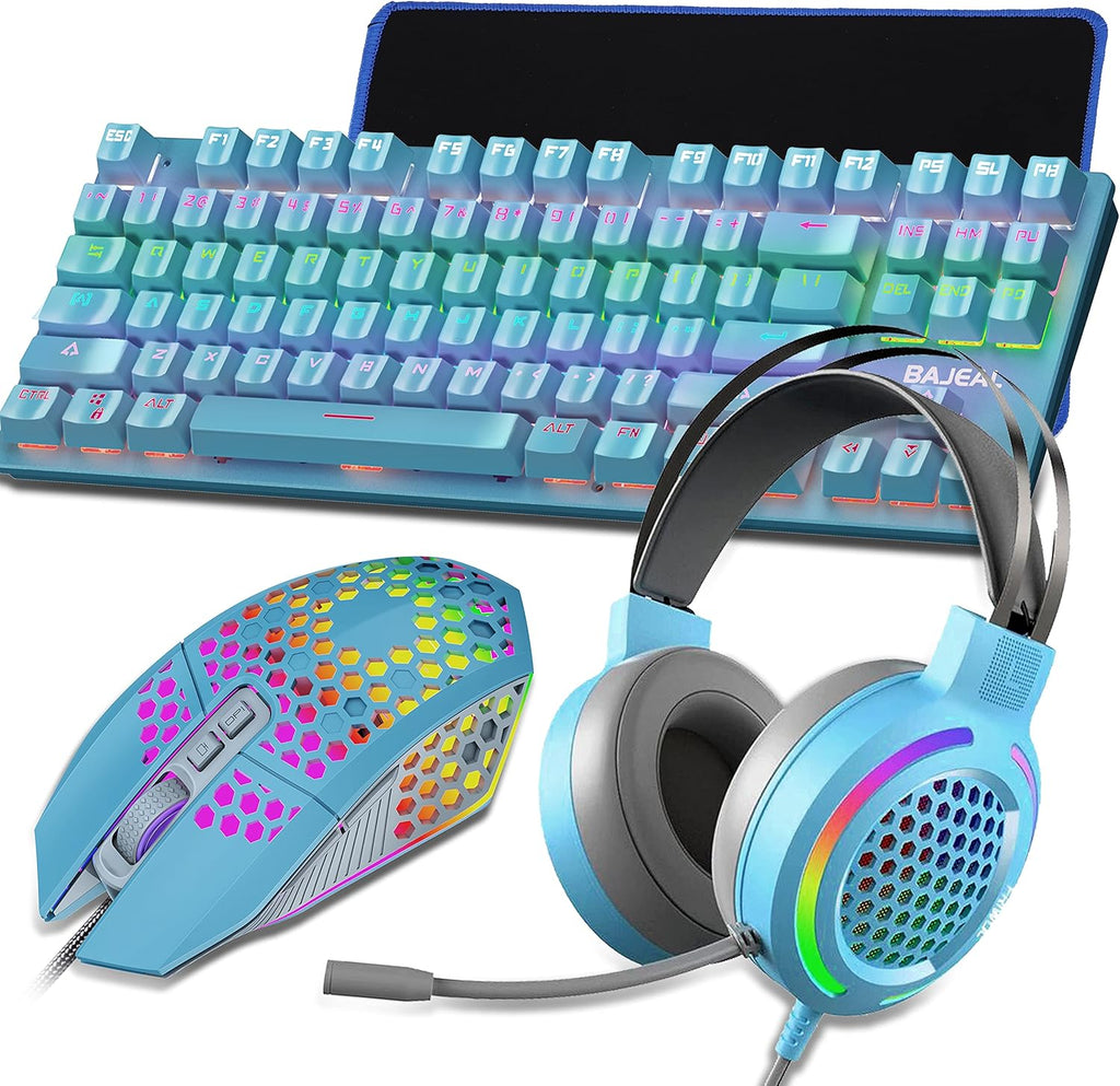 4 in 1 Gaming Keyboard Mouse Headset Mousepad Combo, Wired RGB, Black H228
