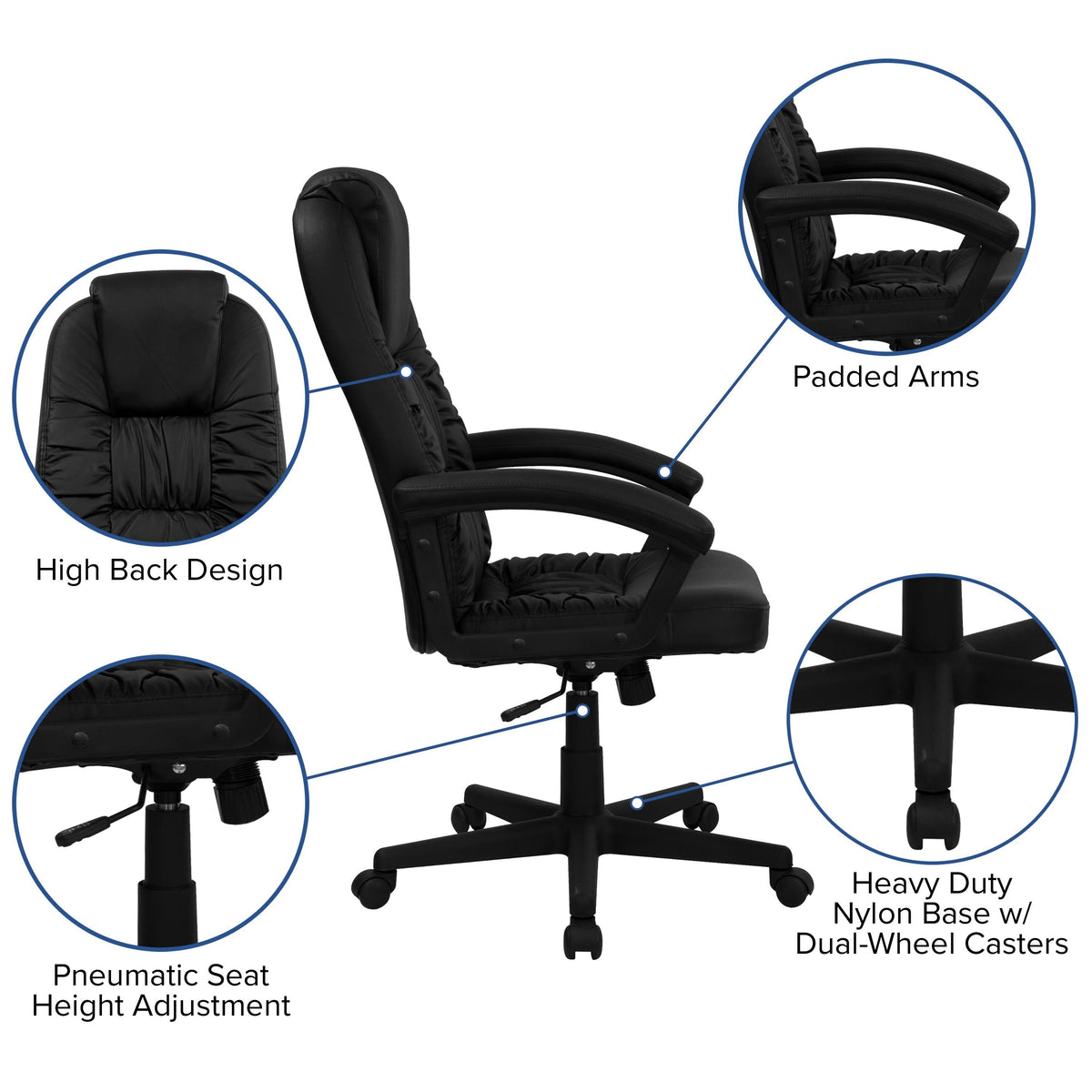 Black LeatherSoft Executive Office Chair U9947