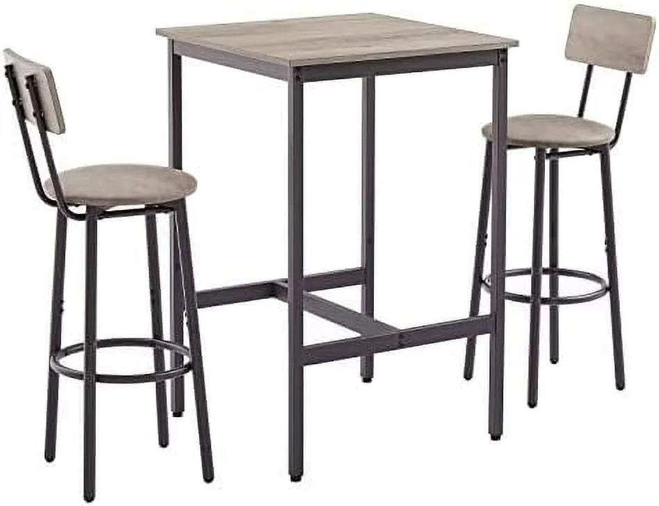 3 Pieces Wooden Pub Bistro Table and Chairs Set O335880