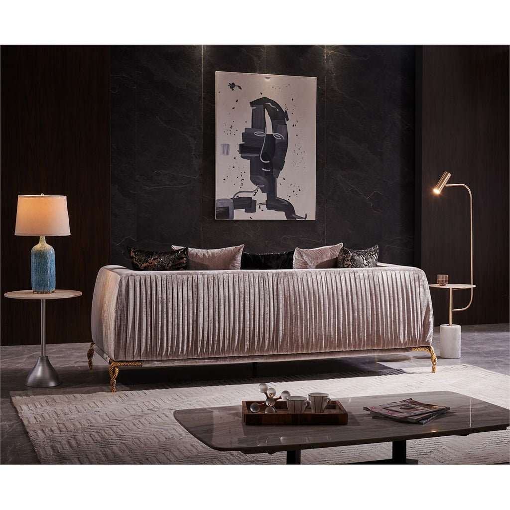 Ivory and Black Upholstered 3 PC Sofa Set S431
